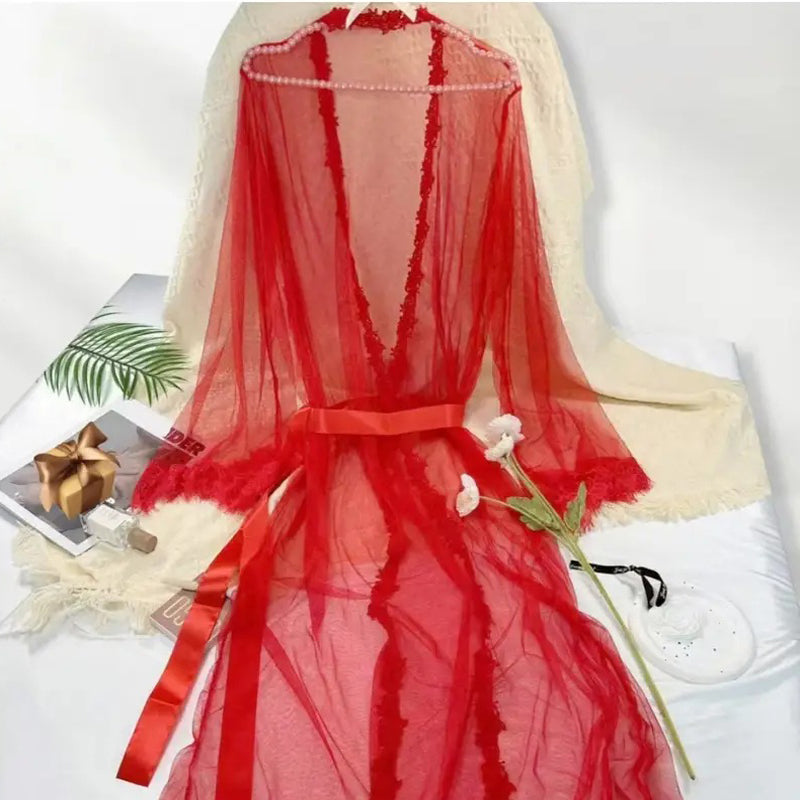 3 Piece Long Gown Net Night Dress (Gown+Bikni Set)