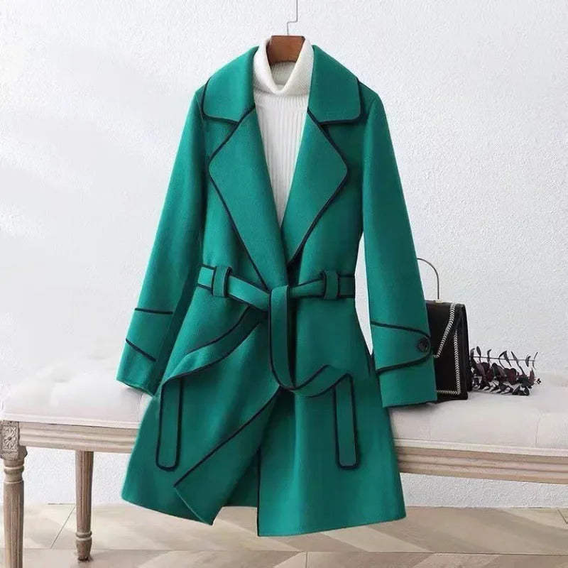 Ladies winter Long  coat borders Style