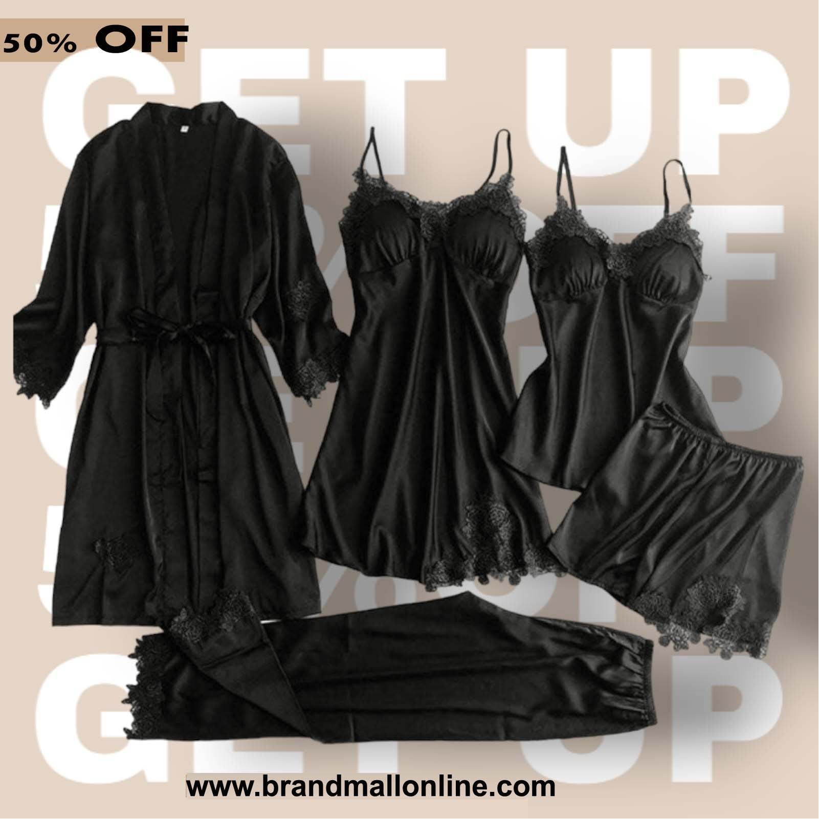 5 piece nightwear set for girls Black