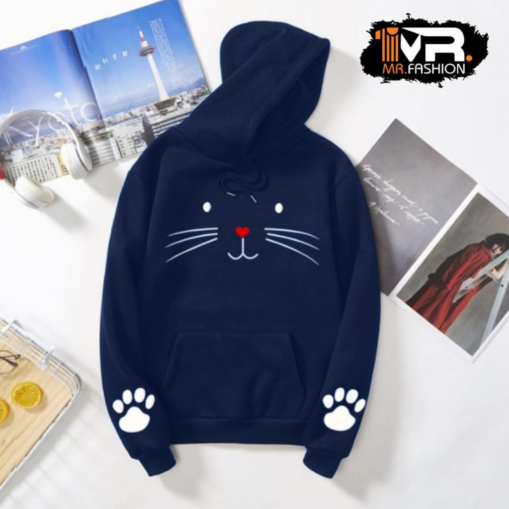 Ladies Meow printed hoodies