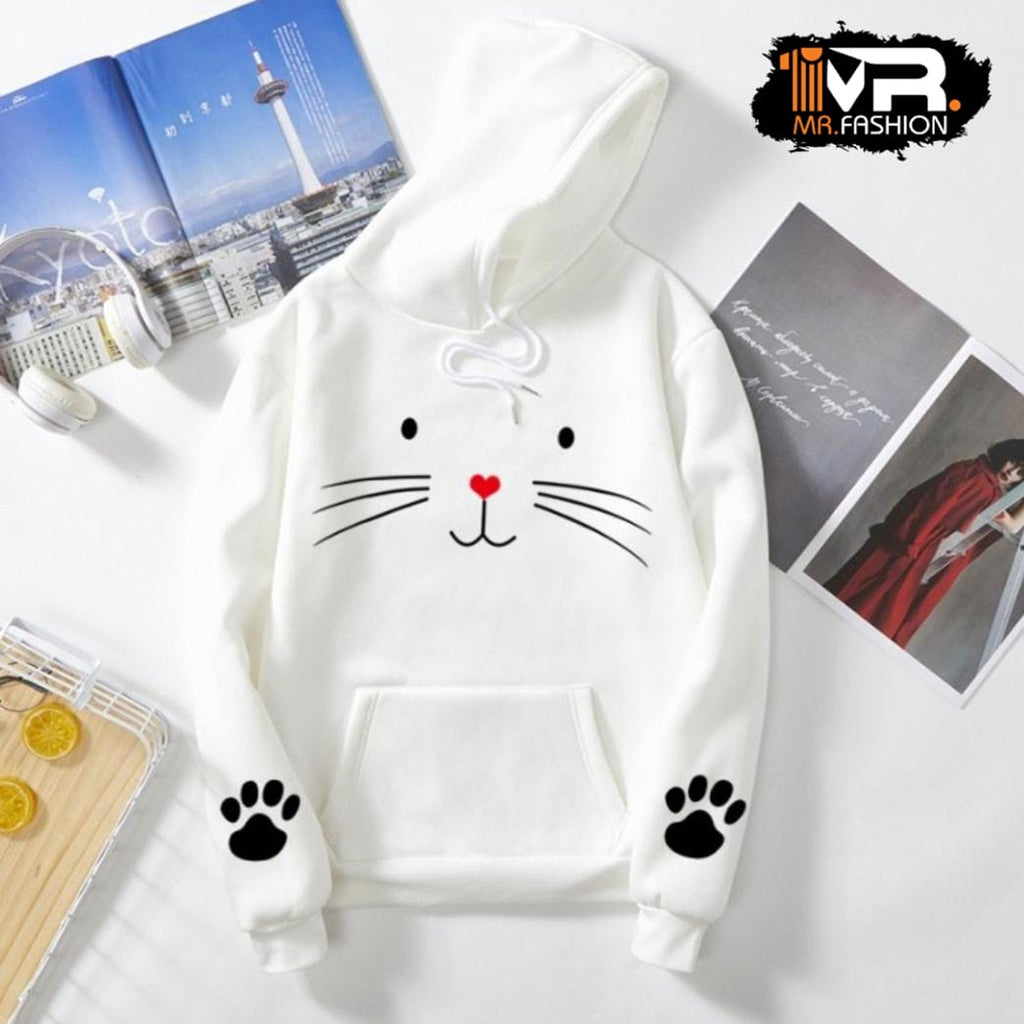 Ladies Meow printed hoodies