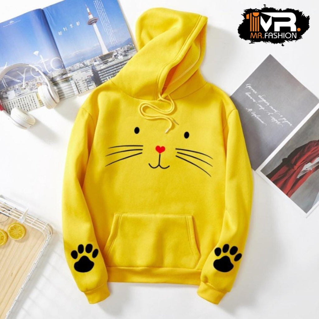 Ladies Meow printed hoodies