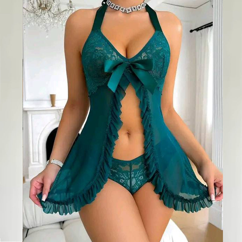 2 Piece Floral Net Night Dress