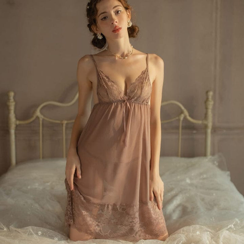 2 piece long bridal lace Nightwear code: LI-01