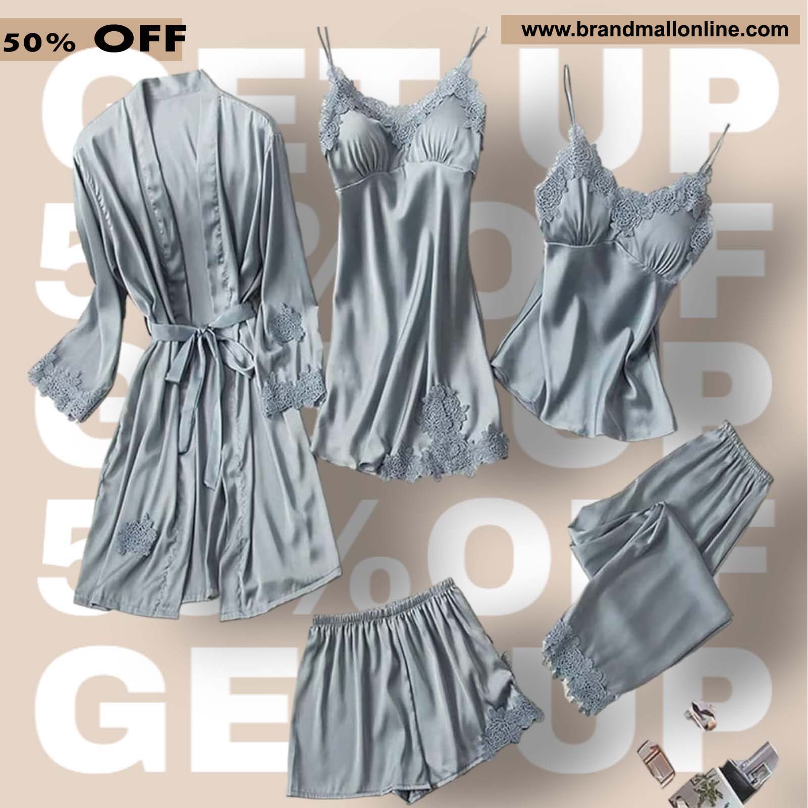 5 piece nightwear set for girls Grey