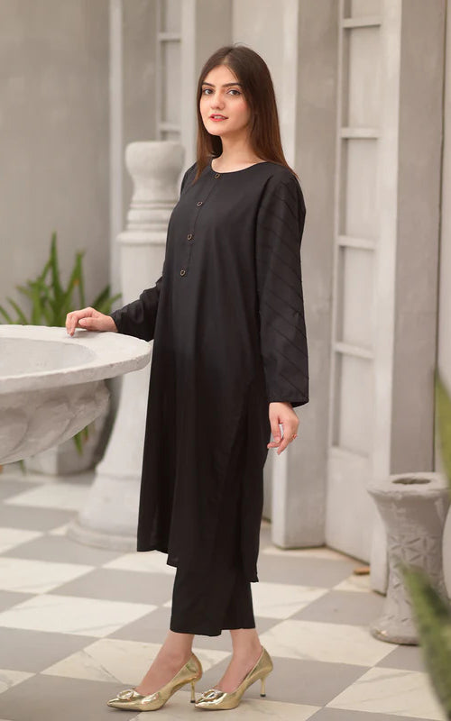 2 piece Black suit (stitched) Code#1015