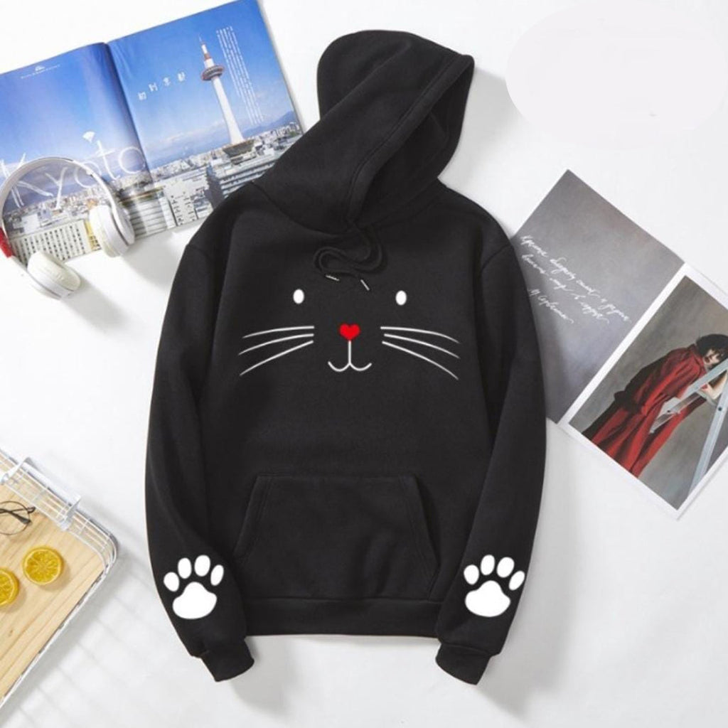 Ladies Meow printed hoodies