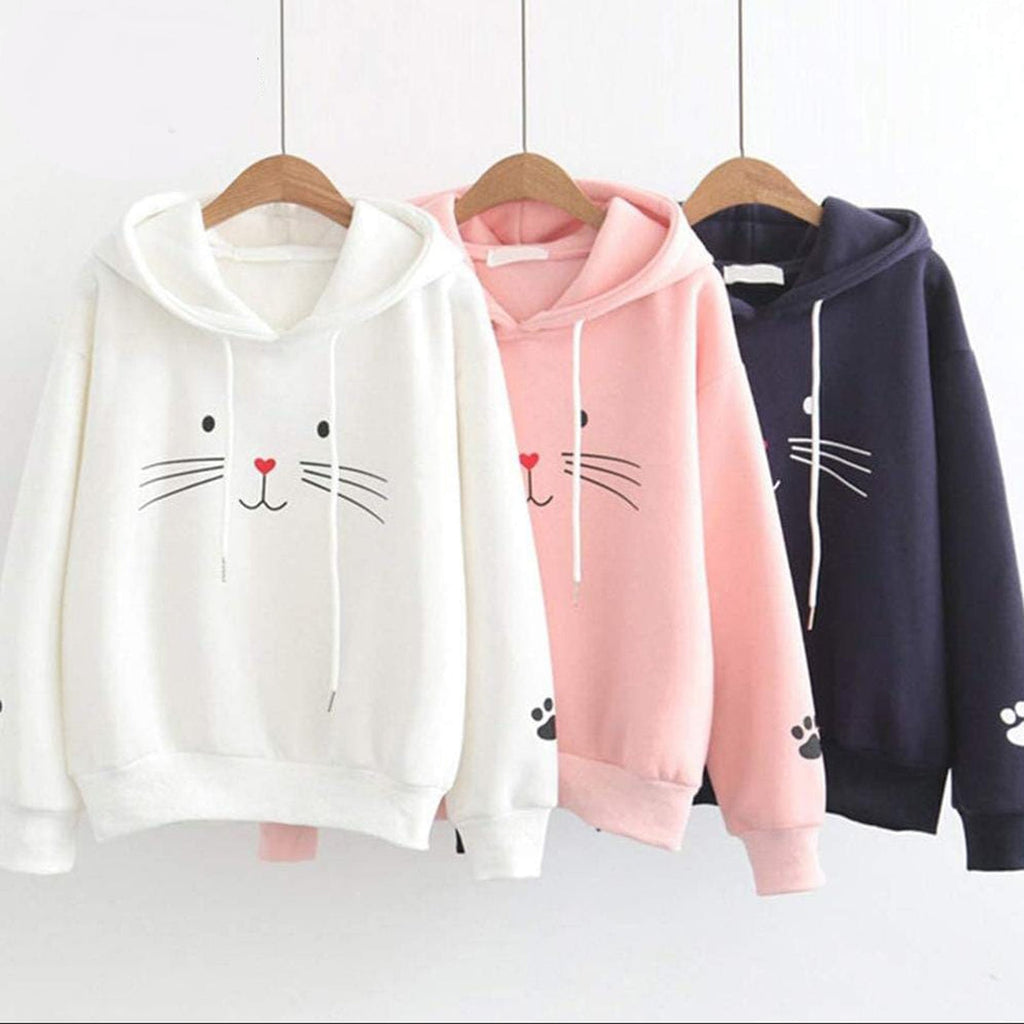 Ladies Meow printed hoodies