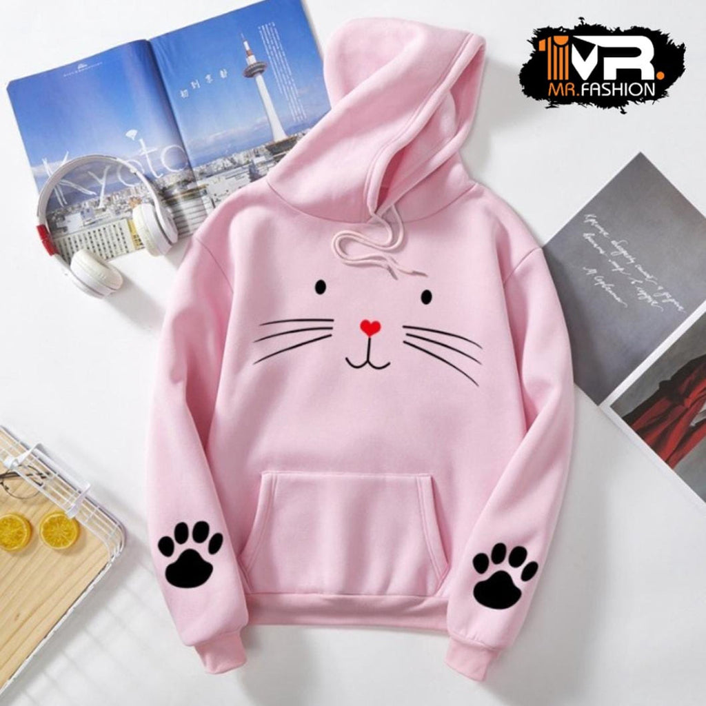 Ladies Meow printed hoodies